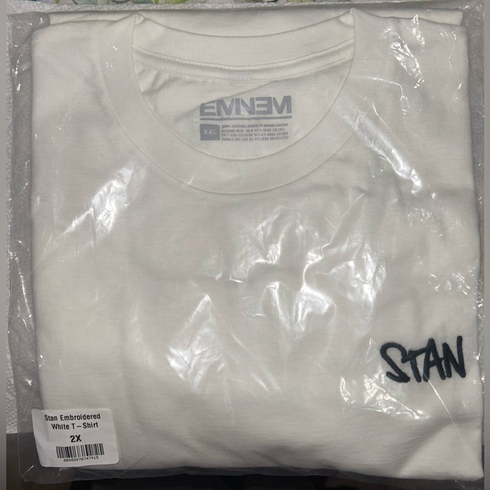 Eminem “Stan” Embroidered White T Shirt.-Reissue. Brand new in package. Size 2X